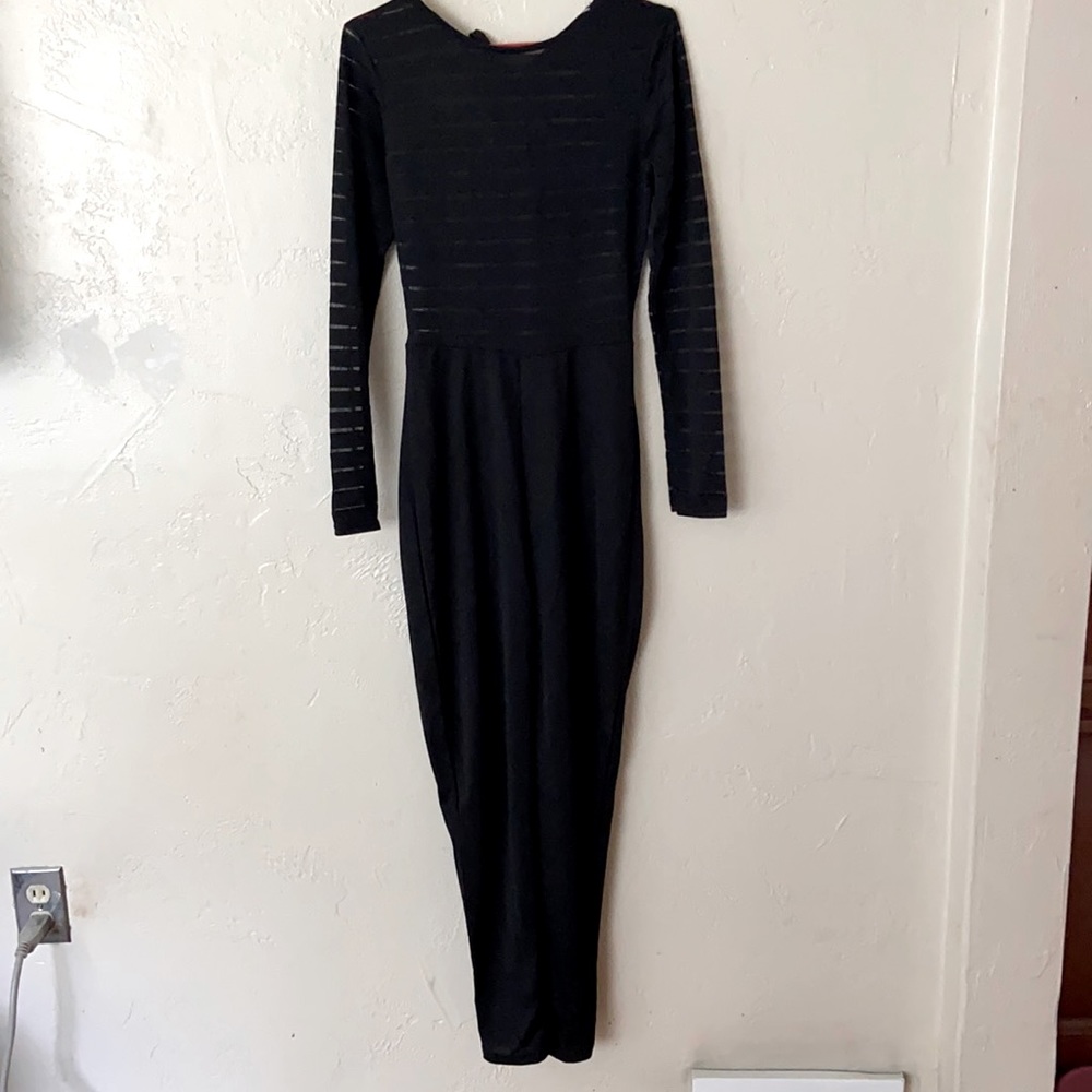 NWT PrettyLittleThing black burnout mess jumpsuit
